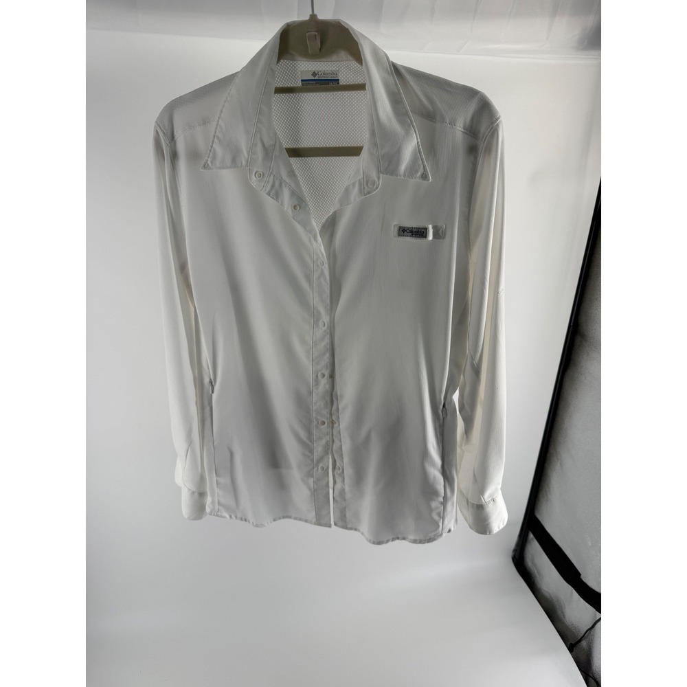 Columbia PFG Tamiami II Fishing Shirt Womens XL White Long Sleeve UPF 40 Vent